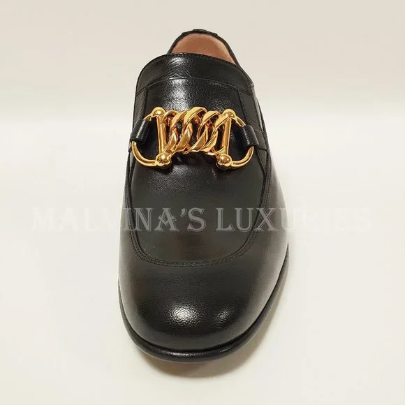 GUCCI SHOES EBAL BLACK LEATHER HORSEBIT CHAIN LOAFERS ICE LOLLY sz 39 9 US - Picture 13 of 16